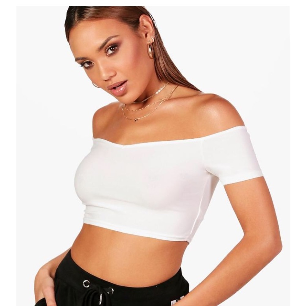 White off the shoulder crop top